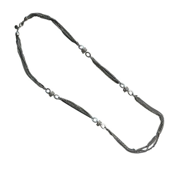 Loft Womens Multi Strand Chain Necklace Long 32" Rhinestones Silver Tone Artsy - Picture 1 of 6